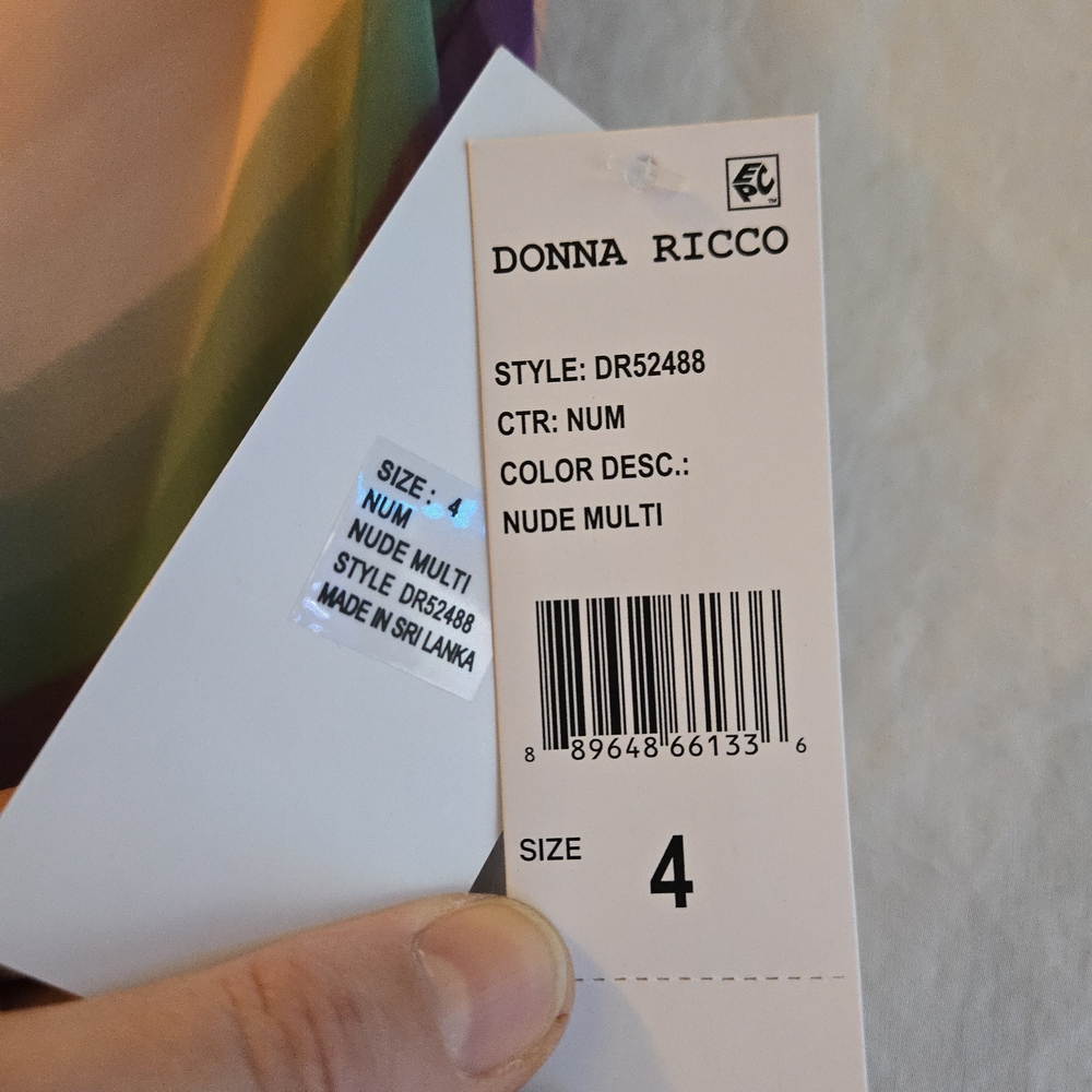 Donna Ricco Multicolor Bright Rainbow Striped Nude Maxi Wrap Front Dress CW3 - Picture 4 of 14